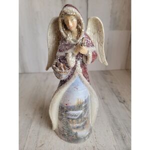 Angel AS IS rustic glitter cherub Scenic Xmas basket star gather figure home